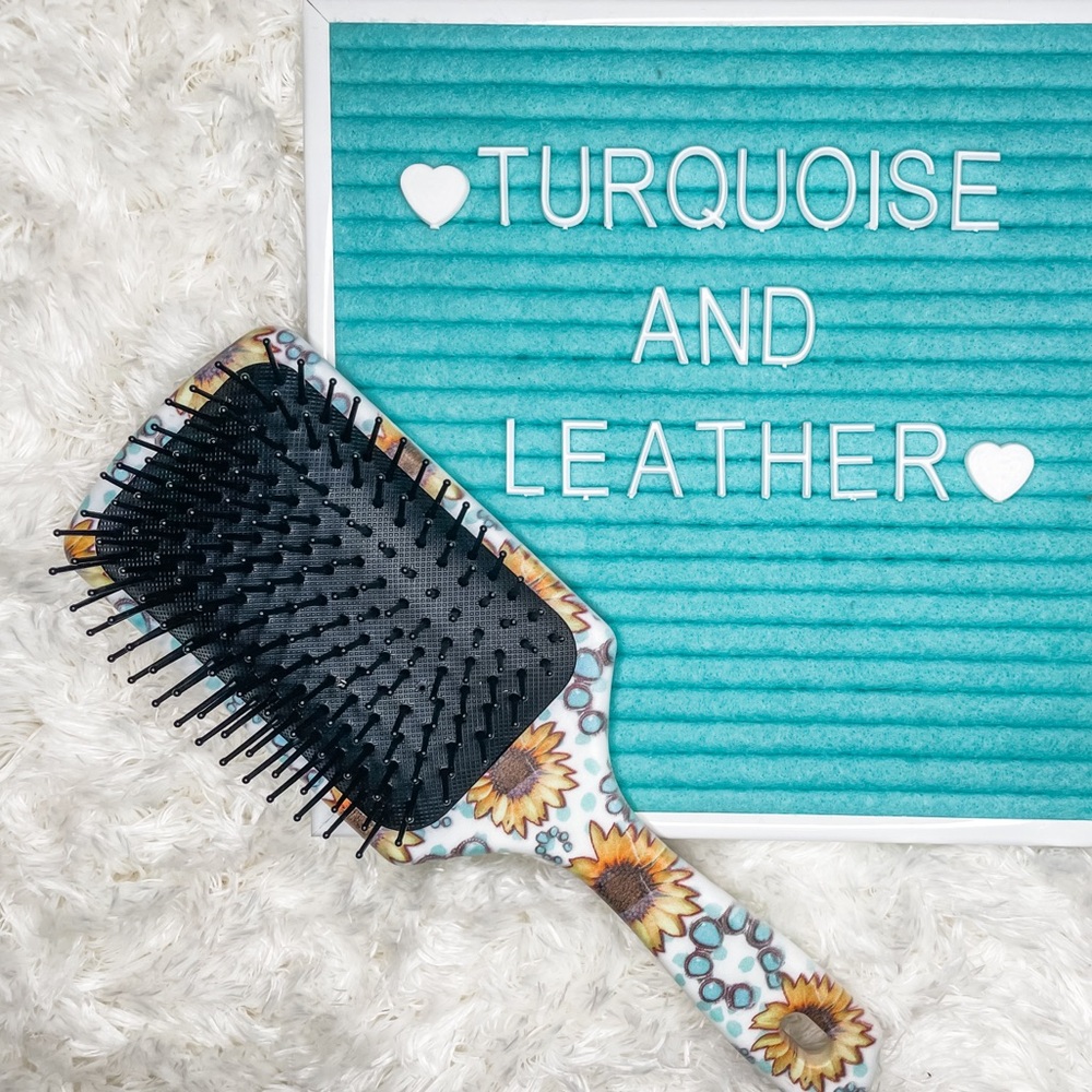 Women’s Juniors Kids Western Turquoise Naja Sunflower Hairbrush